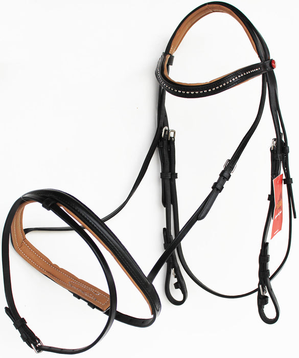 Horse English Padded Leather  Jumping Adjustable Bridle Full 803460F