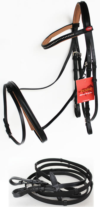 Horse English Padded Leather  Jumping Adjustable Bridle Full 803460F