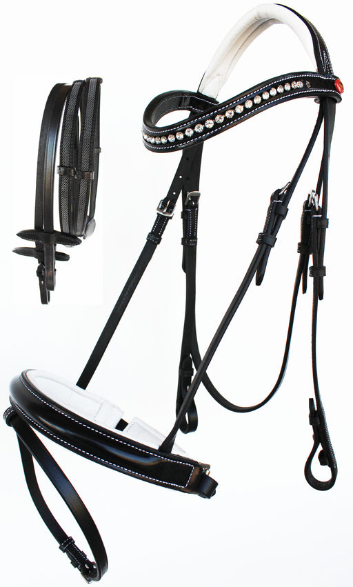 English Horse All Purpose Padded Leather Removeable Flash Bridle Reins 803476