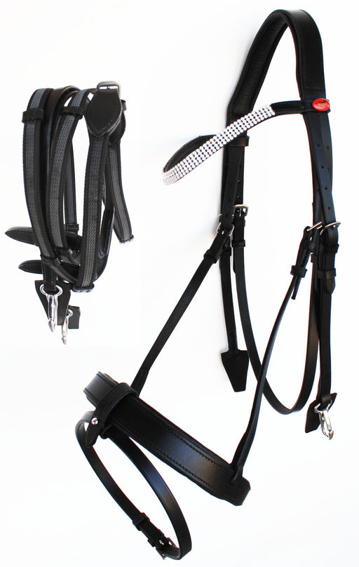English Horse Padded Leather Removeable Flash Bridle Reins 803481