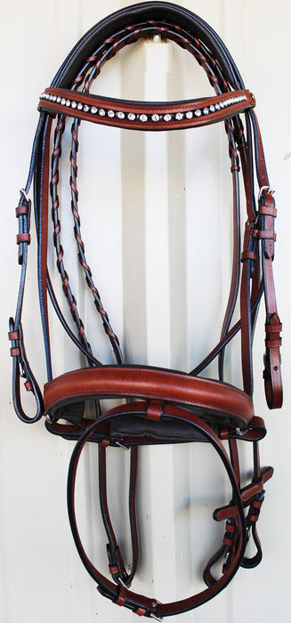 Horse English Padded Leather Show Bridle Crystal Bling  803MT06C