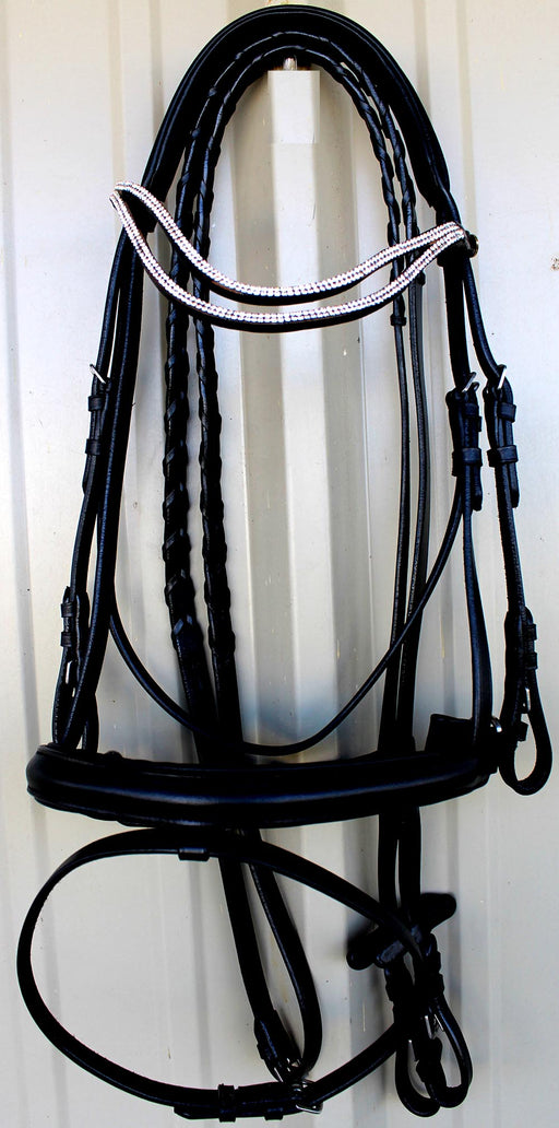 Horse English Padded Leather Show Bridle Crystal Bling  Full 803MT09F