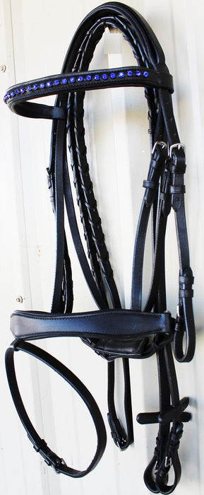 Horse English Padded Leather Show Bridle Crystal Bling  Full 803MT10F