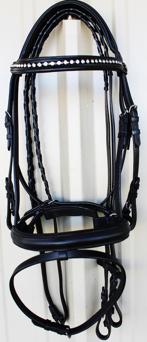 Horse English Padded Leather Show Bridle Crystal Bling  Full 803MT11F