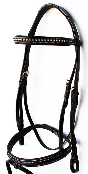 Horse English Padded Leather Show Bridle Crystal Bling  Jumping Hunter 803R42
