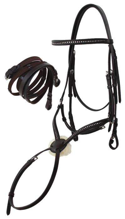 Horse English Figure Eight Brown Leather Jumping Hunter Bridle Reins 805EB05