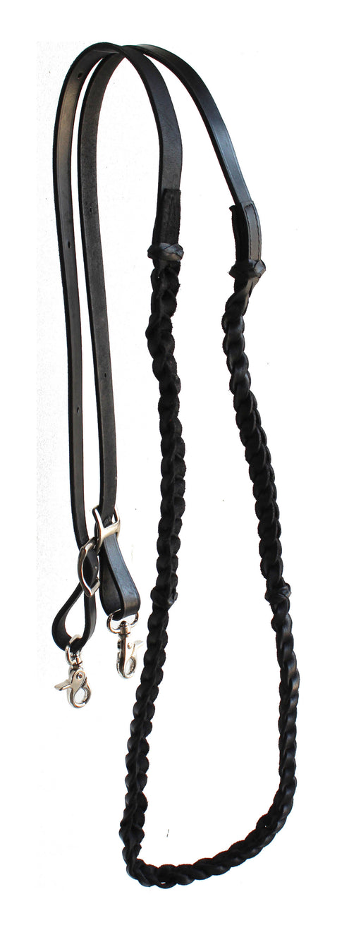 Horse Western Braided Leather Knotted Grip Reins 805LR03