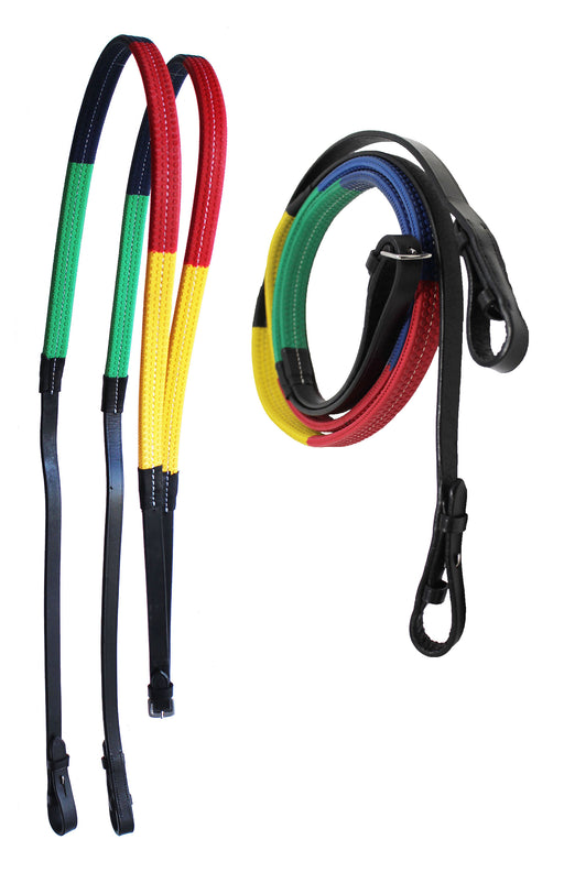 54" Horse English Black Leather Rubber Grip Schooling TRAINING Reins 805LR07