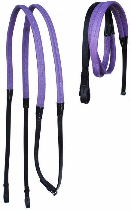 54" Horse English Black Leather Rubber Grip Schooling TRAINING Reins 805LR23