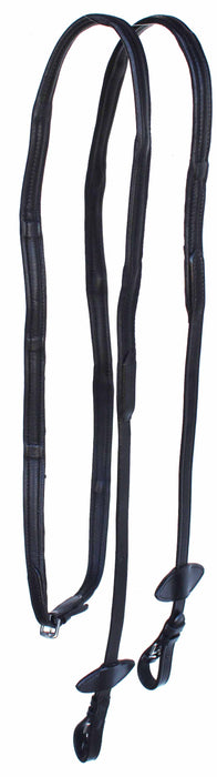 Horse English 54" Padded Black Soft Leather Comfort Grip Reins 805LR24BK