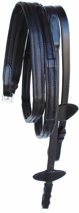 Horse English 54" Padded Black Soft Leather Comfort Grip Reins 805LR24BK