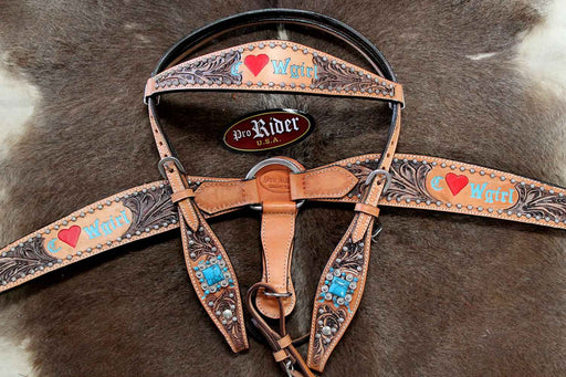 Horse Tack Bridle Western Leather Headstall BreastCollar Turquoise 8085