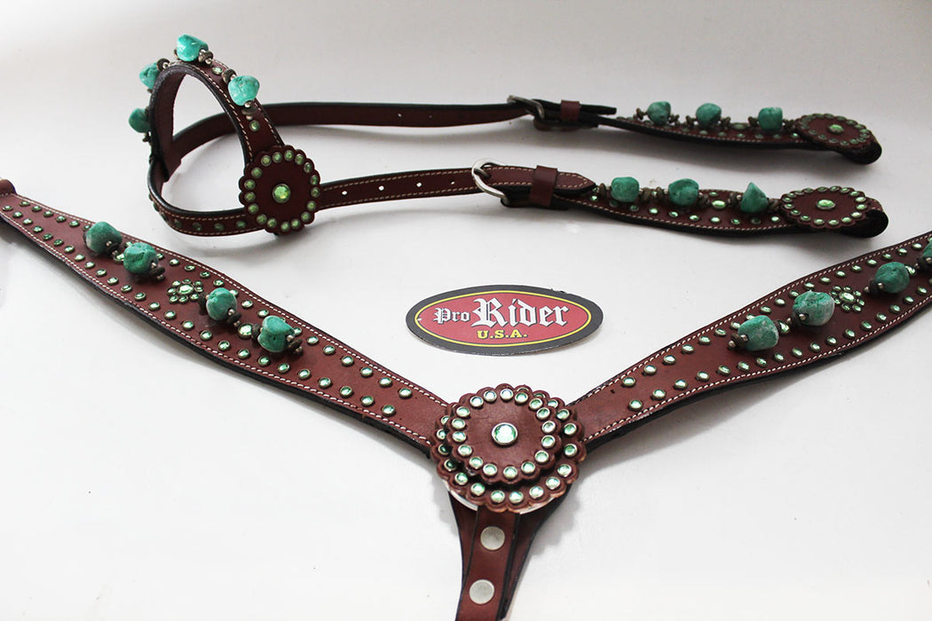 Horse Show Tack Horse Bridle Western Leather Headstall Breast Collar 8227A