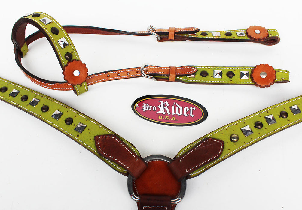 Horse Show Tack Horse Bridle Western Leather Headstall  Breast Collar 8264A