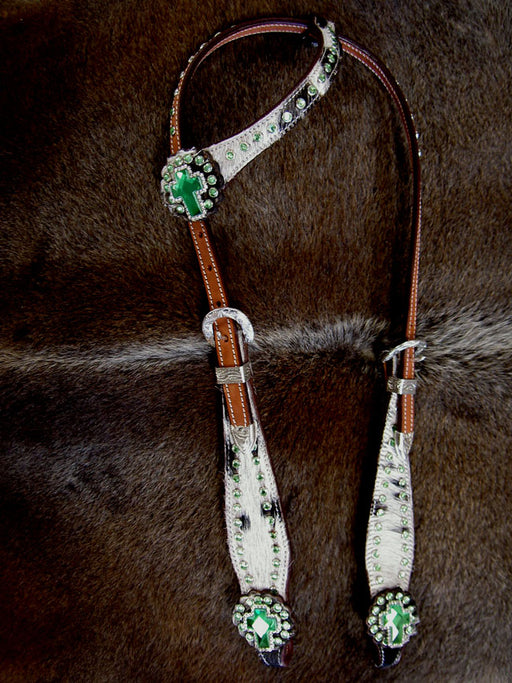 Show Tack Horse Bridle Western Leather Headstall Lime Green 8271