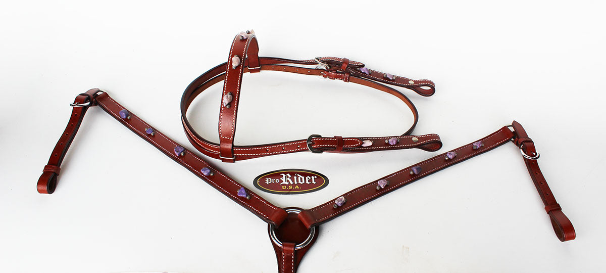 Horse Show Tack Bridle Western Leather Headstall Breast Collar 8347HB
