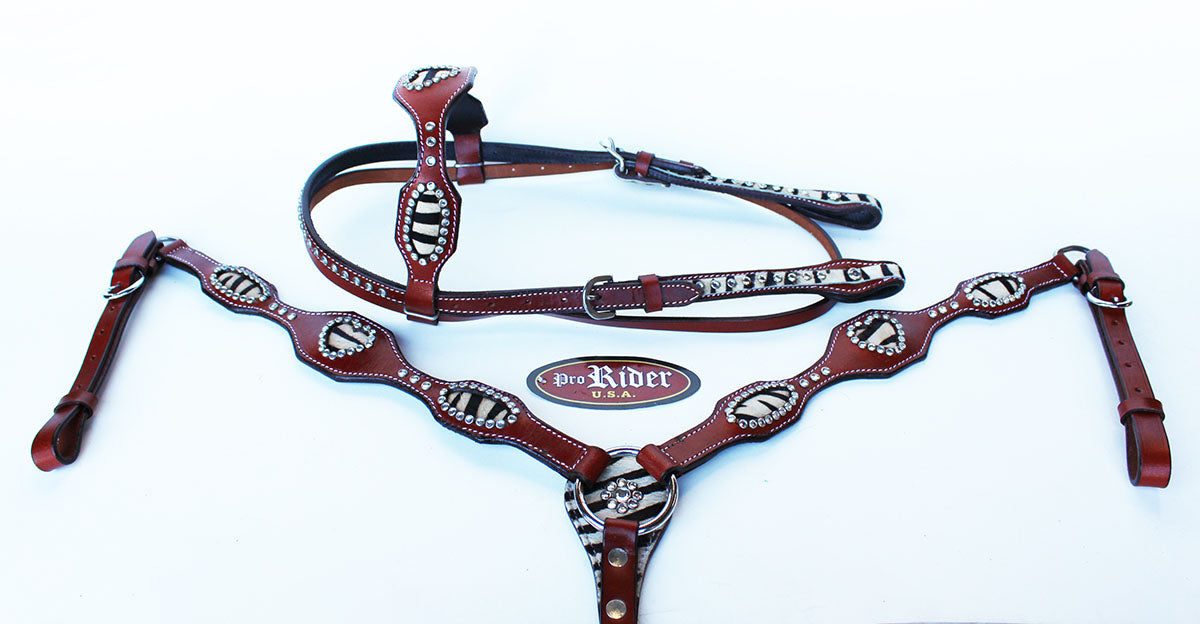 Horse Show Tack Bridle Western Leather Rodeo Headstall Breast Collar Brown 8506