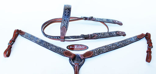Show Tack Bridle Western Leather Rodeo Headstall Breast Collar 8507