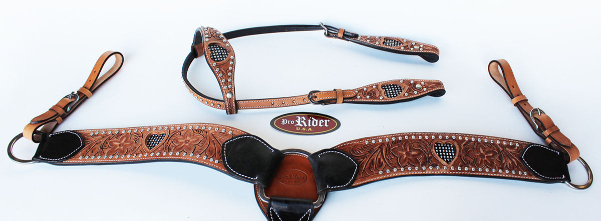 Show Tack Bridle Western Leather Rodeo Headstall Breast Collar Bling 85100