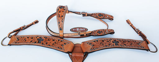 Show Tack Bridle Western Leather Rodeo Headstall Breast Collar 85101