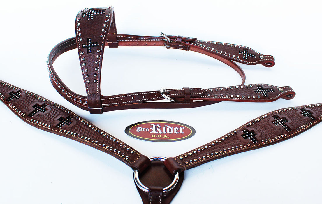 Horse Show Tack Bridle Western Leather Rodeo Headstall Breast Collar Rodeo 85103