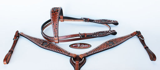 Show Tack Bridle Western Leather Rodeo Headstall Breast Collar 85106