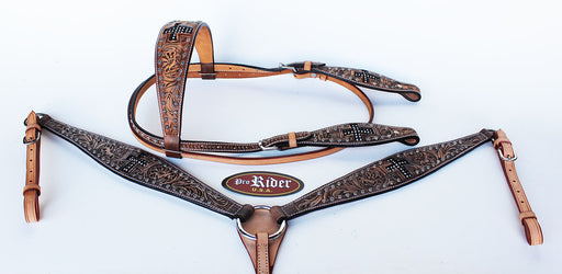 Show Tack Bridle Western Leather Rodeo Headstall Breast Collar 85115