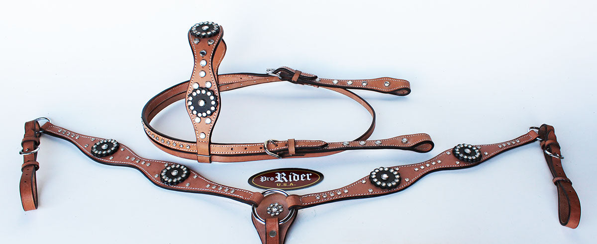 Show Tack Bridle Western Leather Rodeo Headstall Breast Collar 85116