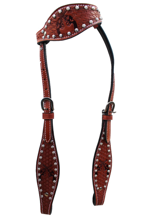 Western Leather Horse Tack One Ear Headstall Breast Collar 85132HAB