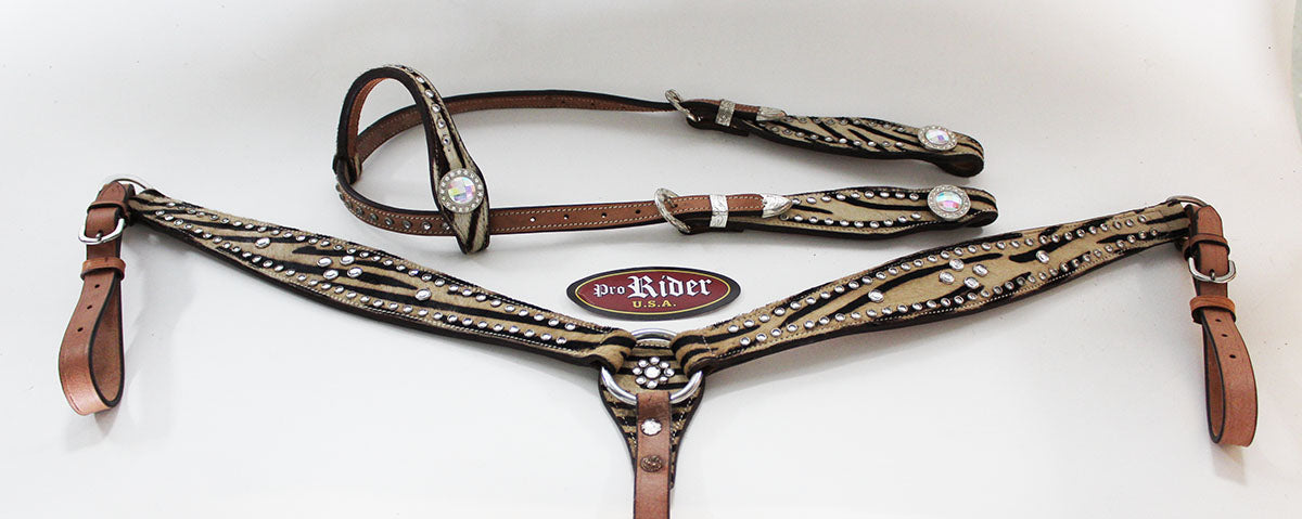 Show Tack Bridle Western Leather Rodeo Headstall Breast Collar 8529