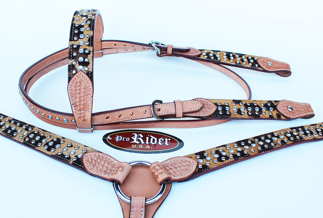 Show Tack Bridle Western Leather Rodeo Headstall Breast Collar 8540