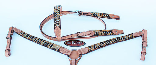 Show Tack Bridle Western Leather Rodeo Headstall Breast Collar 8540