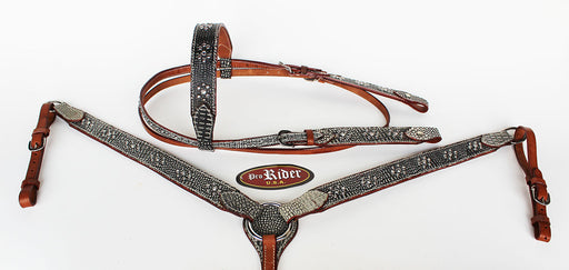Show Tack Bridle Western Leather Rodeo Headstall Breast Collar 8544