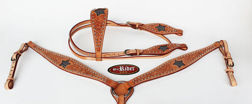 Horse Equine Show Tack Bridle Western Leather Rodeo Headstall Breast Collar 8558