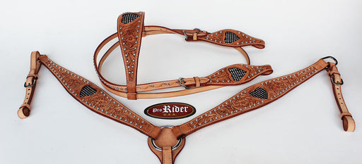 Horse Equine Show Tack Bridle Western Leather Rodeo Headstall Breast Collar 8559