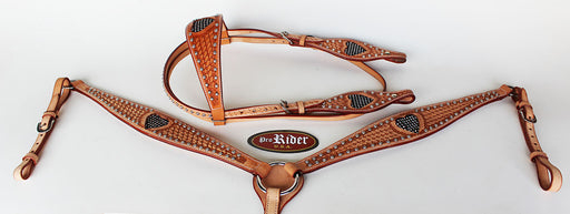 Show Tack Bridle Western Leather Rodeo Headstall Breast Collar 8566