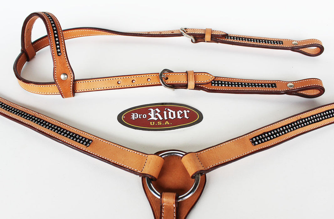 Show Tack Bridle Western Leather Rodeo Headstall Breast Collar 8567