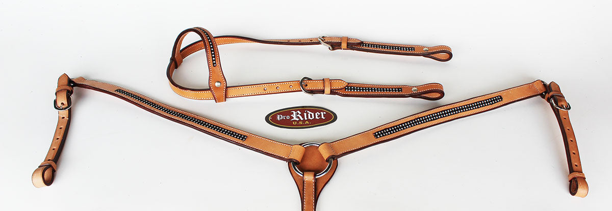 Show Tack Bridle Western Leather Rodeo Headstall Breast Collar 8567