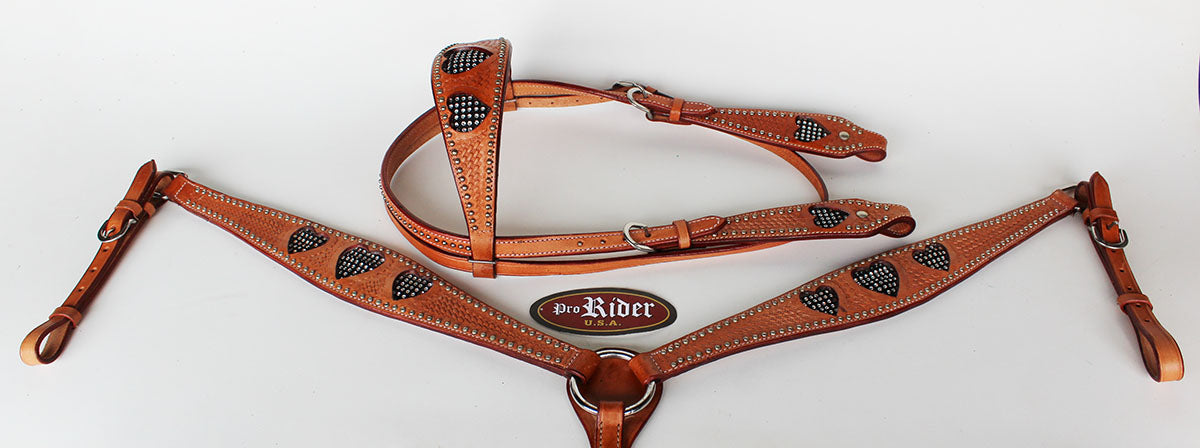 Show Tack Bridle Western Leather Rodeo Headstall Breast Collar 8569