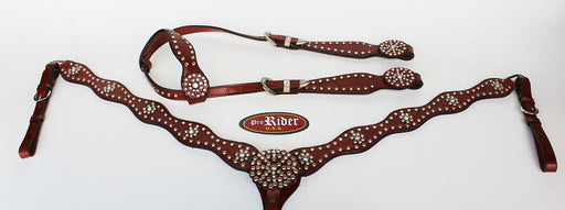 Show Tack Bridle Western Leather Rodeo Headstall Breast Collar 8571