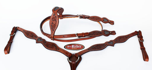 Show Tack Bridle Western Leather Rodeo Headstall Breast Collar 8574