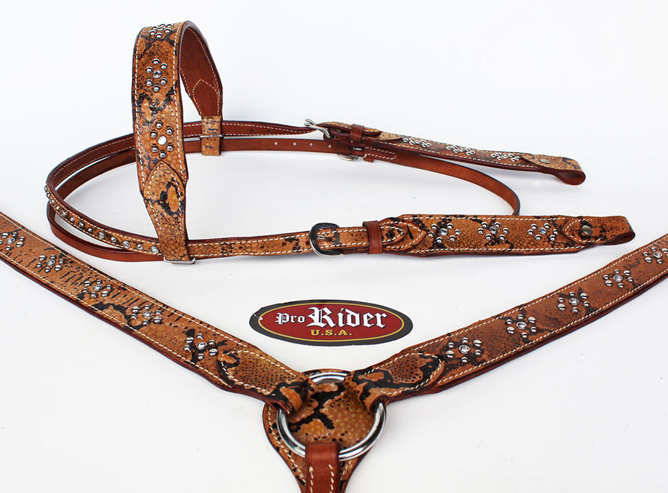 Show Tack Bridle Western Leather Rodeo Headstall Breast Collar 8577