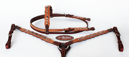 Show Tack Bridle Western Leather Rodeo Headstall Breast Collar 8581