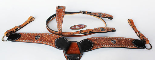 Show Tack Bridle Western Leather Rodeo Headstall Breast Collar 8583