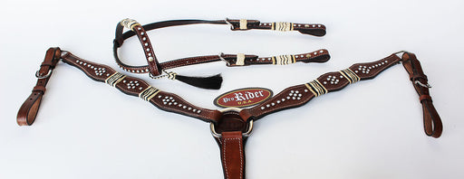 Show Tack Bridle Western Leather Rodeo Headstall Breast Collar 8587