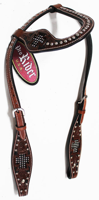 Show Tack Bridle Western Leather Rodeo Headstall Breast Collar 8589