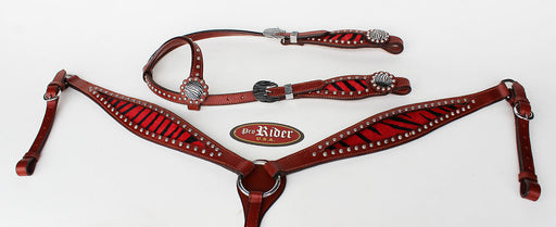 Horse Show Bridle Western Leather Rodeo Headstall Headstall Breast Collar Red 8802A