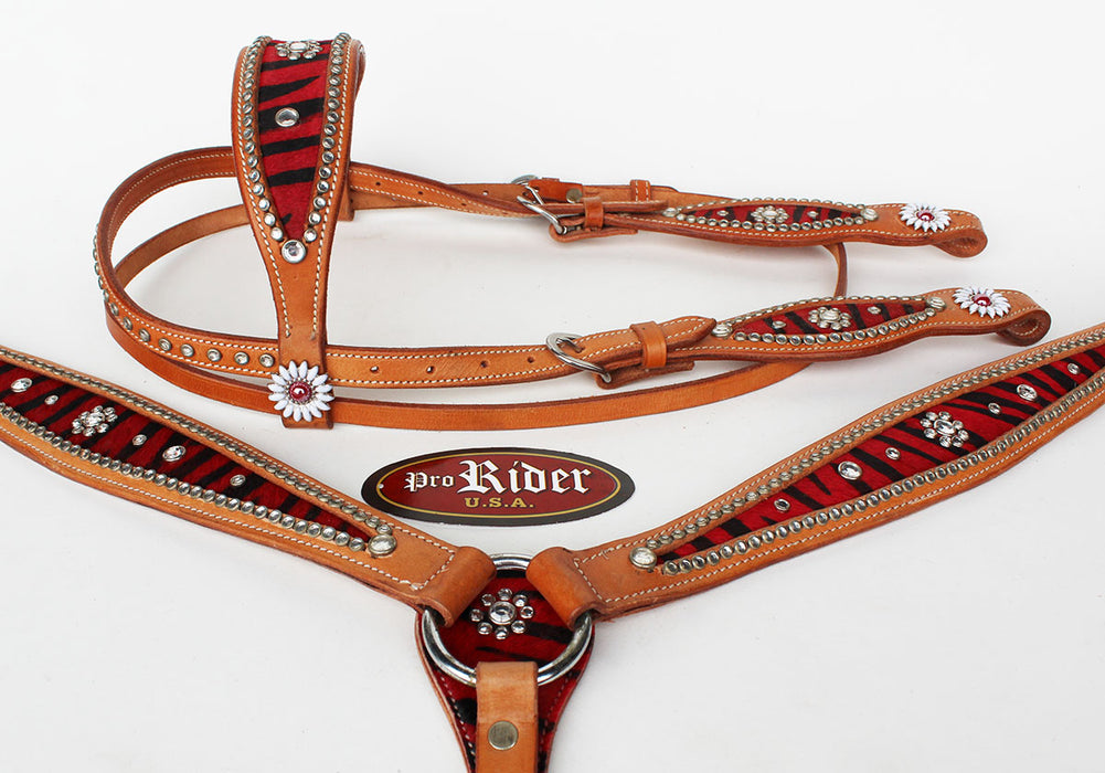 Horse Show Bridle Western Leather Rodeo Headstall Breast Collar 8803B