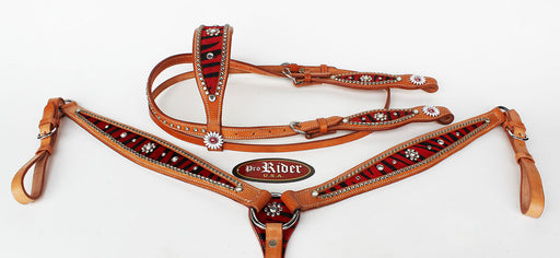 Horse Show Bridle Western Leather Rodeo Headstall Breast Collar 8803B