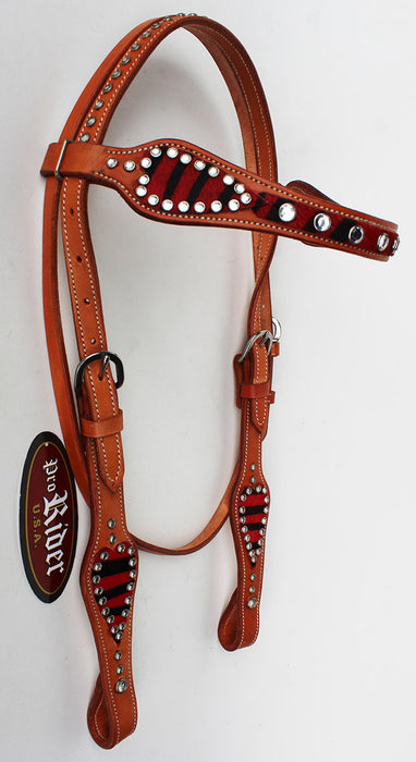 Horse Show Bridle Western Leather Rodeo Headstall Red 8804HB